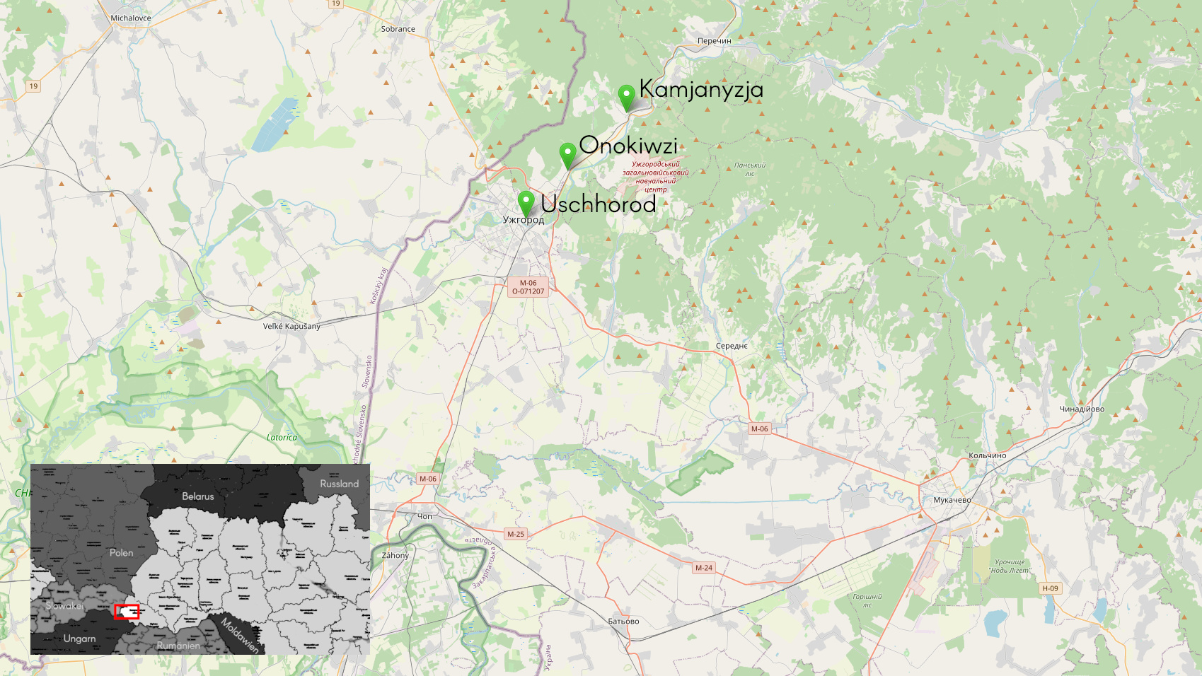 Karte: Drei Orte der Hilfe in der Westukraine